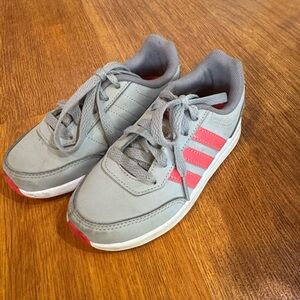 Kids Gray and Pink Adidas Sneakers